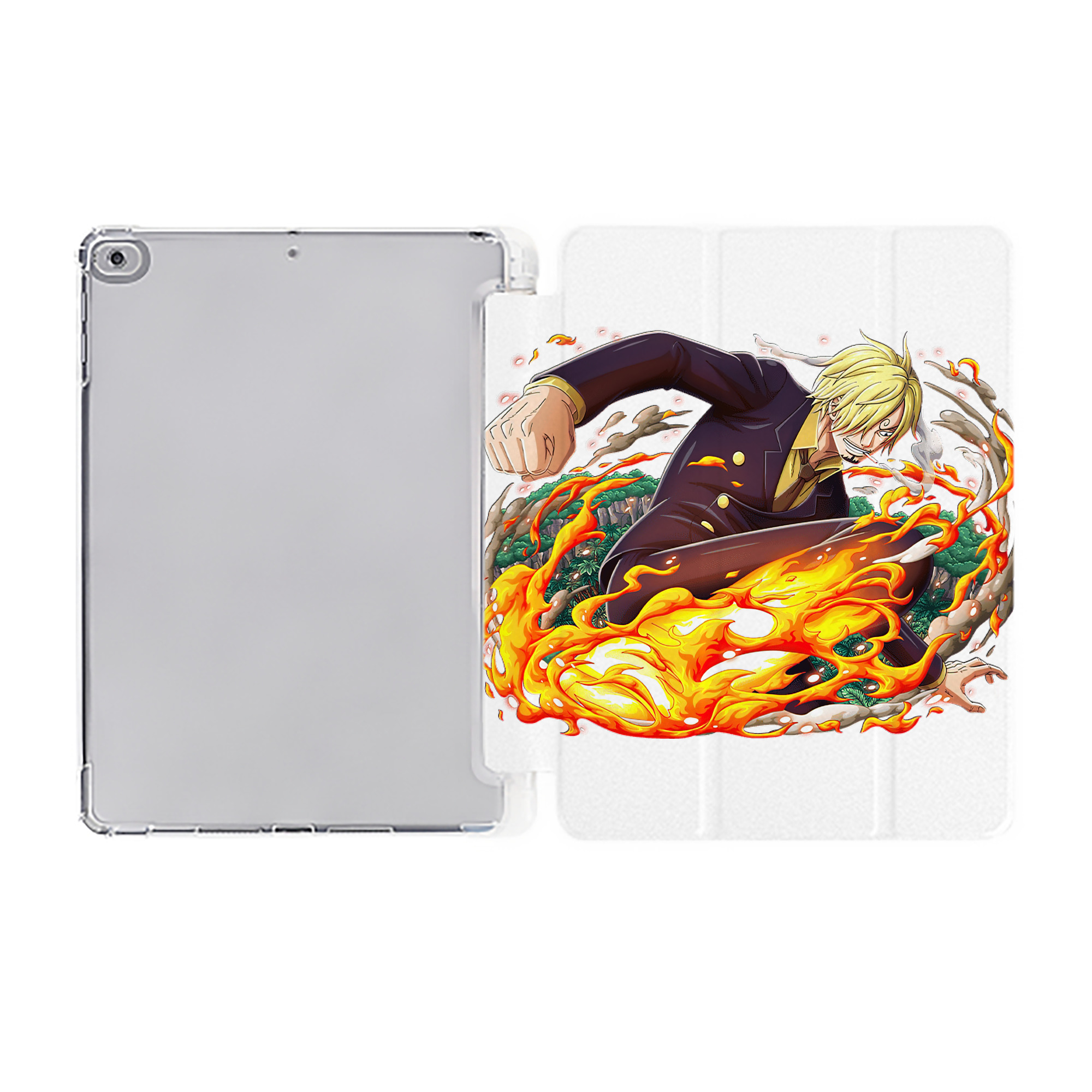 （画像用） ワンピース サンジ ONE PIECE Sanji IPad ケース ペン収納付き 三つ折りスタンド PUレザー×シリコン 対応機種9.5/10.5/10.9インチ